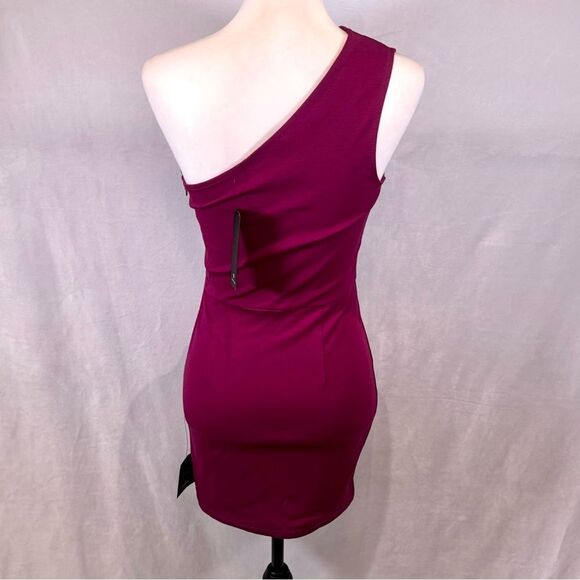 Lulus Magenta One-Shoulder Cutout Bodycon Mini Dress size small NWT - Picture 7 of 10